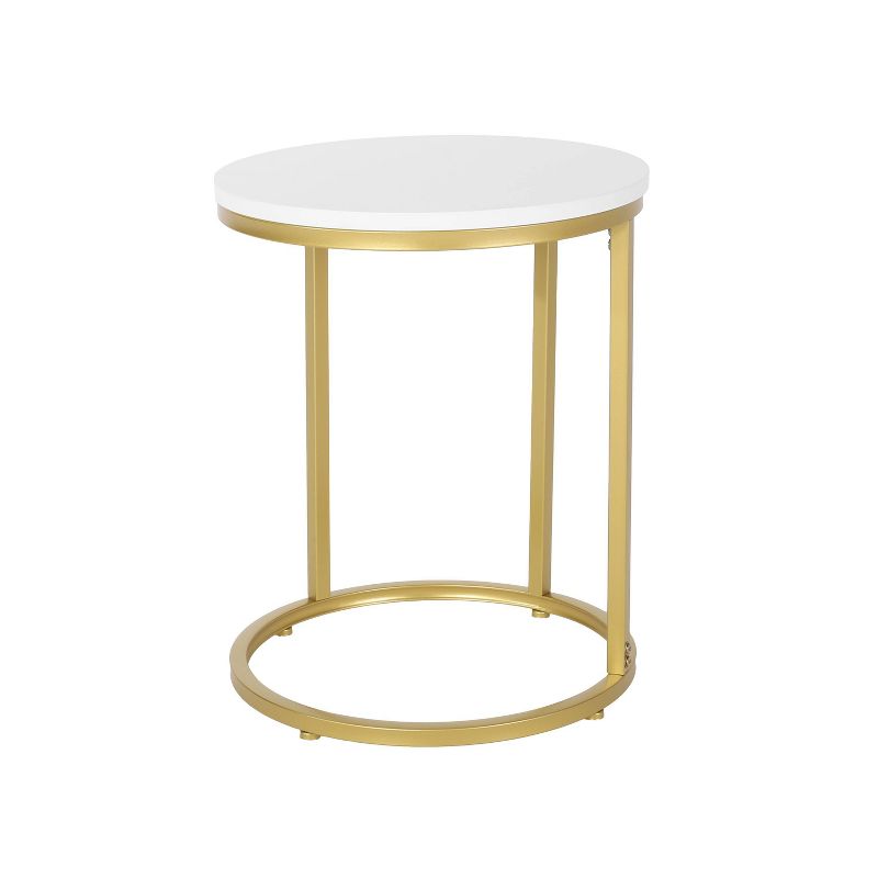 Ingersol Modern Glam C Shaped End Table White/Gold - Christopher Knight Home, 5 of 10