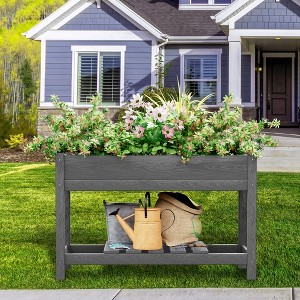 Hyleory 45 in. x 18 in. x 29 in. Outdoor Planter, 2-Tier HDPE Raised Garden Bed - 1 of 4
