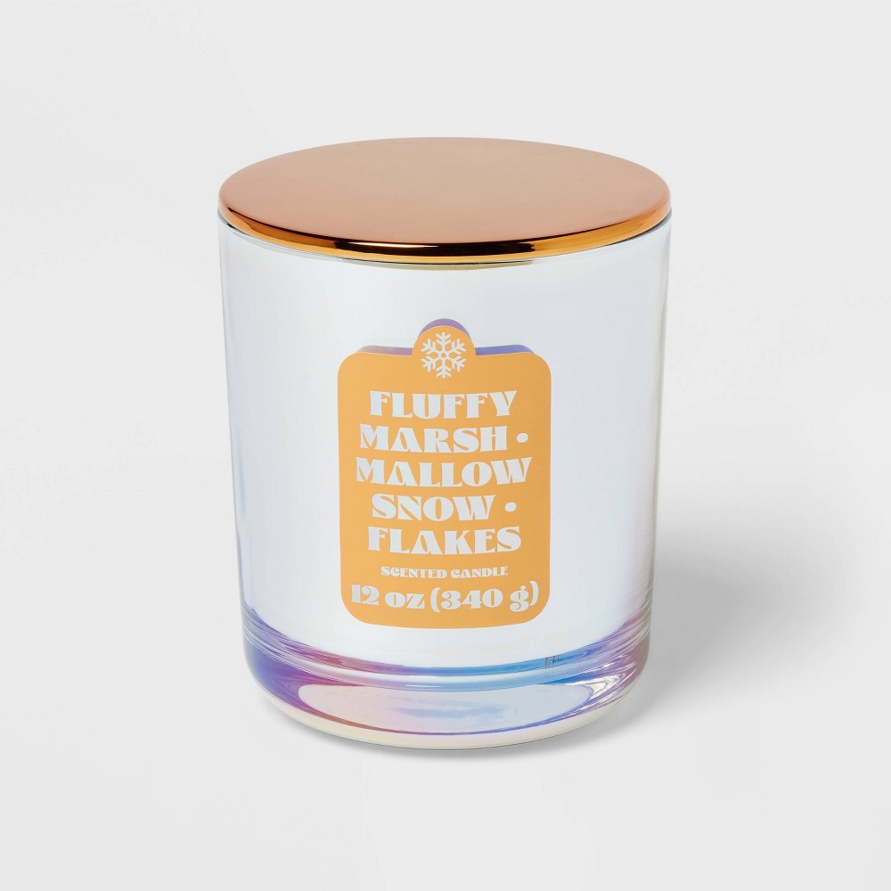 Lidded Iridescent Fluffy Marshmallow Snowflakes Jar Candle 12oz - Room Essentials™