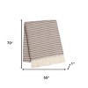 HomeRoots 55" X 70" Dusty Rose Cotton Blend Woven Plush Throw Blanket with Fringe - 3 of 4