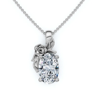 Pompeii3 1Ct Oval Diamond Pendant 14k Gold Lab Created Necklace