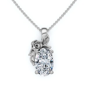Pompeii3 1Ct Oval Diamond Pendant 14k Gold Lab Created Necklace - 1 of 2