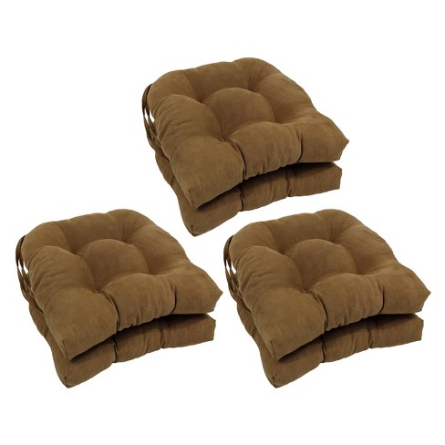 Blazing Needles 16 inch Rounded Back Tufted Microsuede Chair Cushion 16 X 16 Saddle Brown 6 Count Target
