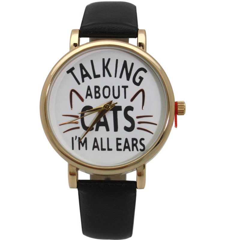 OLIVIA PRATT TALKING ABOUT CATS LEATHER STRAP WATCH, 1 of 6