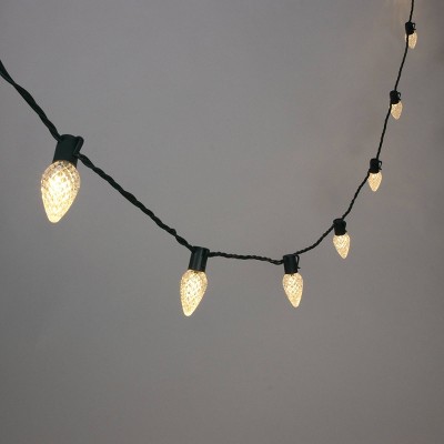 Philips 25ct LED Super Bright Faceted C9 String Lights Warm White with Green Wire
