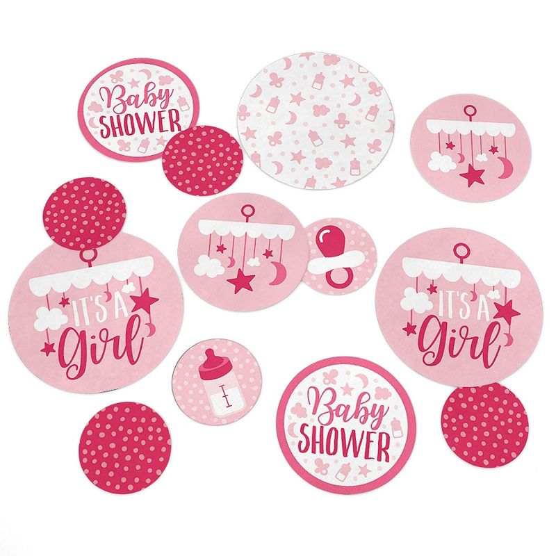 Big Dot of Happiness It's a Girl - Pink Baby Shower Giant Circle Confetti - Party Decorations - Large Confetti 27 Count, 1 of 7
