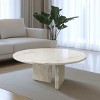 27.6" Natural Marble Coffee Table,Round Small Table with Unique Stone Veining,Genuine Marble Living Room Accent Table-Cuddlewood - 2 of 4