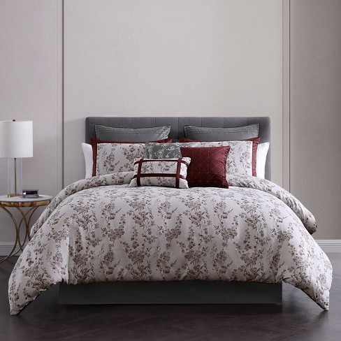 10pc King Oren Comforter Set Burgundy - Riverbrook Home : Target