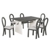 7-Piece Dining Table Set with Trestle Dining Table and 6 Upholstered Dining Chairs, Compact Kitchen Table Set for 6, Grey - 2 of 3