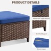 Buenhomino Patio Ottoman Outdoor Wicker Side Table - 2PCS Multipurpose Heavy Duty All-Weather Brown Rattan Extra Seating Bench Footrest Footstool - 3 of 4