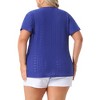 Agnes Orinda Women's Plus Size V Neck Eyelet Short Sleeve Casual Trendy Blouses - 4 of 4