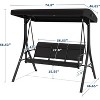 3-Seater Outdoor Porch Swing Chair with Adjustable Canopy, Heavy-Duty Steel Frame, 600 Lb Capacity, Weatherproof Cushions - 2 of 4