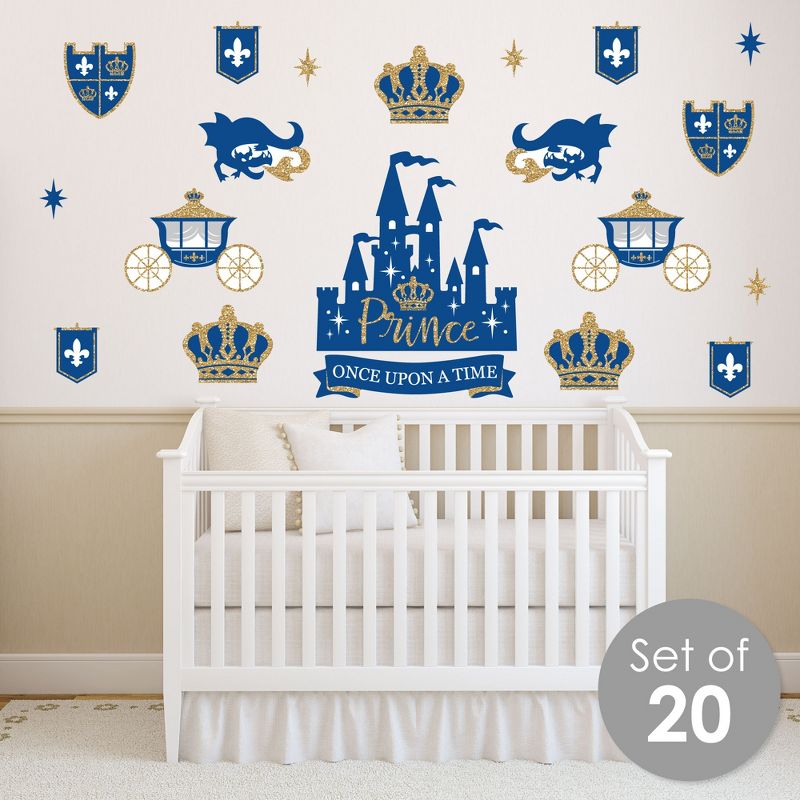 Big Dot of Happiness Royal Prince Charming - Peel and Stick Nursery and Kids Room Vinyl Wall Art Stickers - Wall Decals - Set of 20, 3 of 10