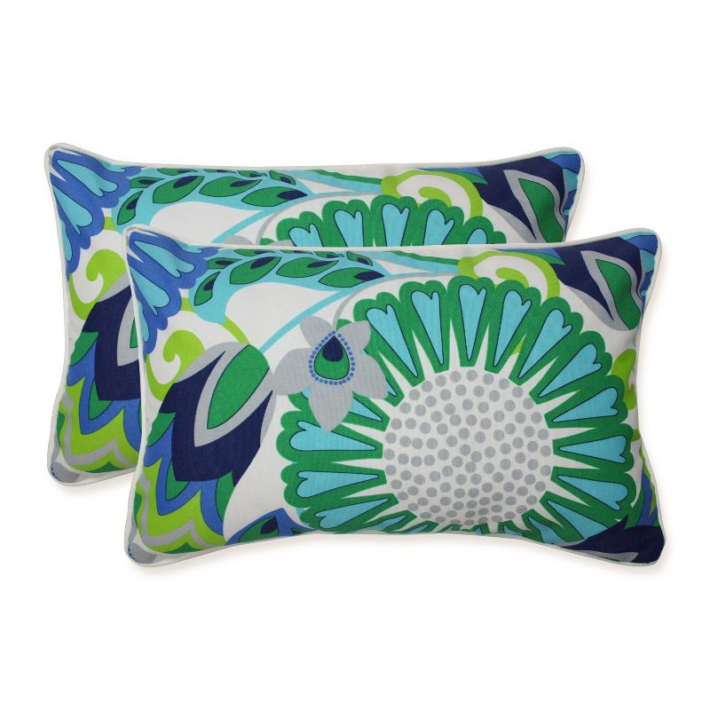 2pc Sophia Rectangular Throw Pillows Turquoise/Green - Pillow Perfect, 1 of 7