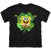 Boys' Spongebob Squarepants St. Patrick'S Day Spongey Four Leaf Clover T-Shirt Black X Large - 2 of 4