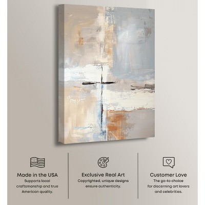 Abstract Beige and Gray Canvas Wall Art, 15" x 10"