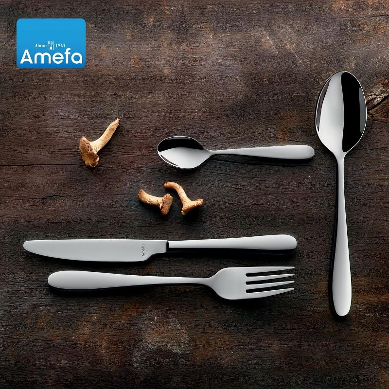 Amefa Oxford 20-Piece Premium 18/10 Stainless Steel Flatware Set, High Gloss Mirror Finish, Silverware Set Service for 4, Rust Resistant Cutlery, 4 of 8