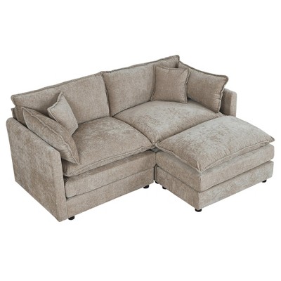 NicBex 77.17 Inch L-Shaped Sectional Sofa,Chenille 2-Seater Sofa with Footrest for Living Room,Apartment,Office