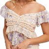 Women's Floral Print Ruffle Lace Trimmed Sweetheart Neck Top - BluIvy - 4 of 4