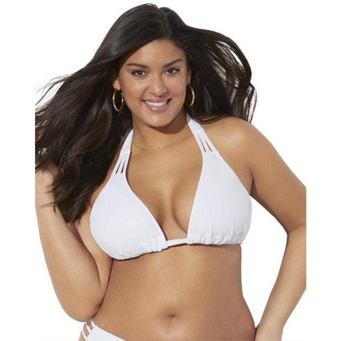 Swimsuits for All Women's Plus Size Beach Babe Triangle Bikini Top - 8,  White