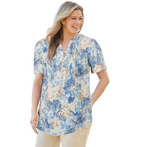 Woman Within Pintucked Half-Button Tunic - 1 of 4