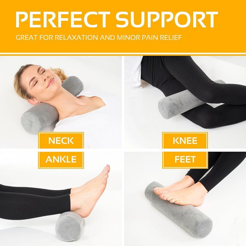 Allsett Health Cervical Neck Roll Memory Foam Pillow, Bolster Pillow, Neck Pillows Support for Sleeping | Bolster Pillow for Legs, Back and Yoga, 5 of 7