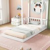Okak Twin/Full Size Bed Frame with House-shaped Roof & Headboard Guardrails, Modern Floor Bed for Toddlers/Kids Bedroom(Without Slats) - 2 of 4