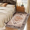 Angel Sar Area Rug 4x6, Machine Washable Non-Slip Rug, Boho Medallion Print Carpet in Tawny Brown for Living Room, Bedroom - 2 of 4