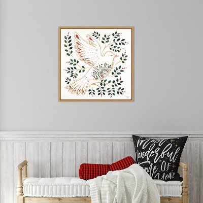 Holiday Sparkle VIII Christmas Canvas Print with Maple Frame