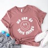 Simply Sage Market We Can Do Hard Things Smiley Face Short Sleeve Tee - M - Mauve - 3 of 4