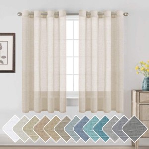 Natural Linen Blended Semi-Sheer Curtains Privacy Assured with Nickel Grommet for Living Room - 1 of 4