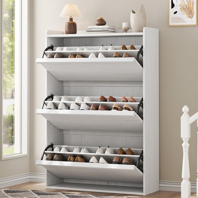 Whizmax Shoe Cabinet with 3 Flip Drawers, Modern Shoe Rack Storage Organizer with Adjustable Shelves, Hidden Freestanding Shoe Cabinet for Entryway