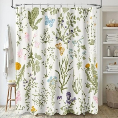 LunaLulinlk Floral Fabric Shower Curtain