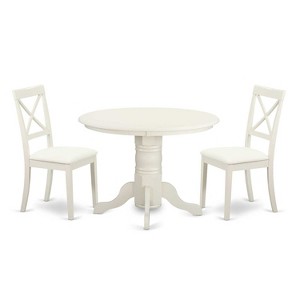 3 Piece Dinette Set - Round Kitchen Table & 2 Dining Chairs - Small Space Design - 1 of 4
