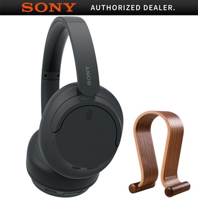 Sony Wireless Noise Cancelling Headphone, Black + Wood Headphone Stand
