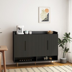 Gulches 42 in H x 55 in W Black Particleboard Shoe Storage Cabinet with 4 Doors Adjustable Shelves - 1 of 4