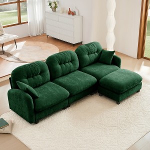 VASIP Modular Sectional L-Shaped Chenille Sectional with Ottoman - Tufted Backrest and Ergonomic Design, for Living Room,Apartment,Bedroom - 1 of 4