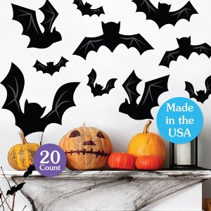 Big Dot of Happiness Black Bats - Peel and Stick Halloween Vinyl Wall Art Stickers - Wall Decals - Set of 20 - 1 of 4