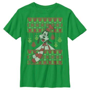Boy's Mickey & Friends Christmas Goofy Ornament Print T-Shirt
