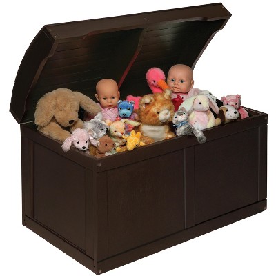 Espresso Wood Barrel Top Toy Chest with Safety Hinge