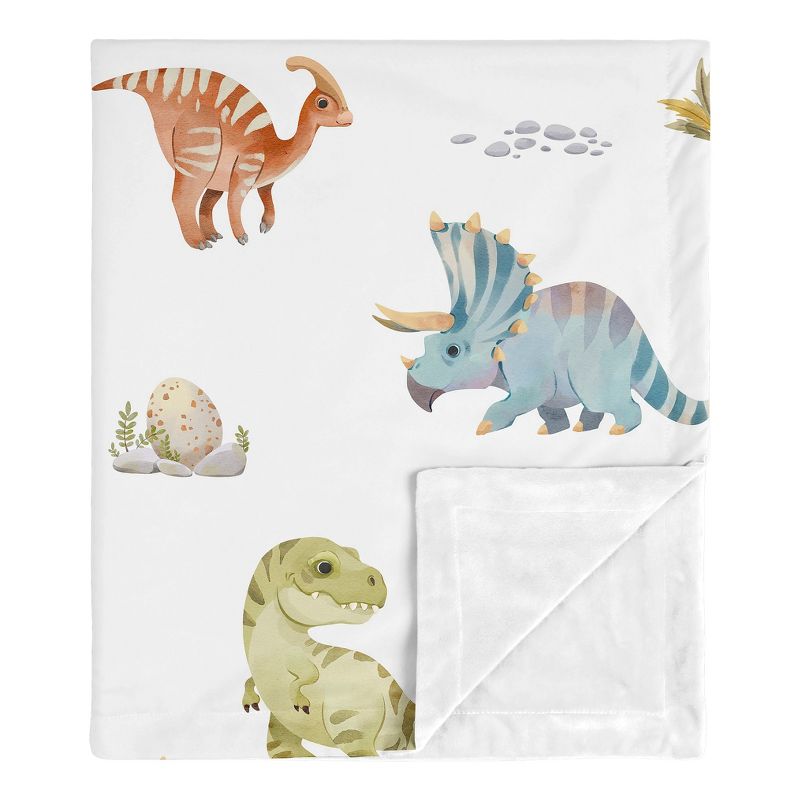 Sweet Jojo Designs Boy Baby Security Blanket Watercolor Dinosaur Dino Multicolor, 1 of 7