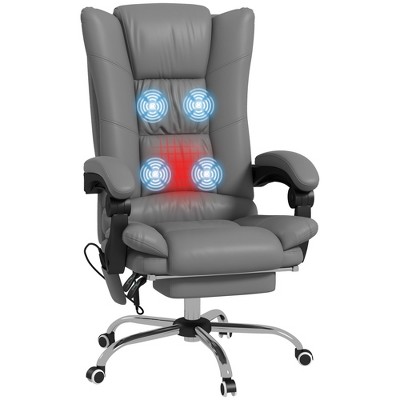 Vinsetto Vibration Massage Office Chair With Heat, Lumbar Pillow, Footrest,  Microfibre Comfy Computer Chair, White : Target