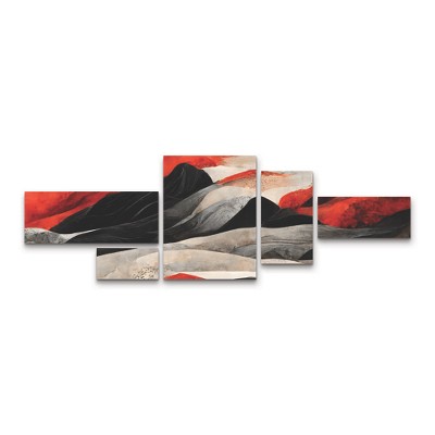 Trademark Fine Art Treechild Red Mountains 3 Piece Panel Set Art