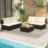 Tangkula 5 Pieces Outdoor Patio Furniture Set Sectional PE Rattan Sofa Set with Cushions and Acacia Wood Coffee Table - image 3 of 4