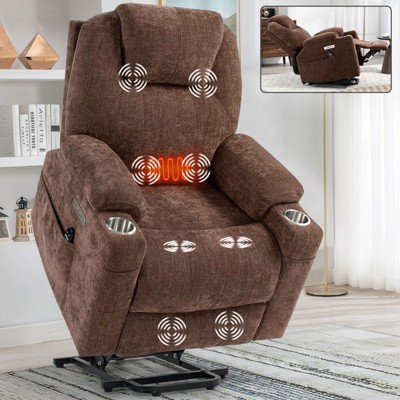 NicBex Recliner Chair Massage Chair with Lumbar Heating Power Lift Chair with USB Ports Living Room Chairs with Steel Cup Holders
