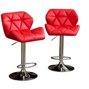 OUTSUPPLY Tufted Swivel Bar Stools Set of 2, Adjustable Height Hydraulic, Diamond Tufted with Foot Rest - 1 of 4