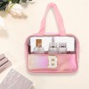 Unique Bargains Women's Clear Letter B Makeup Bag Pink 1 Pc - 2 of 3