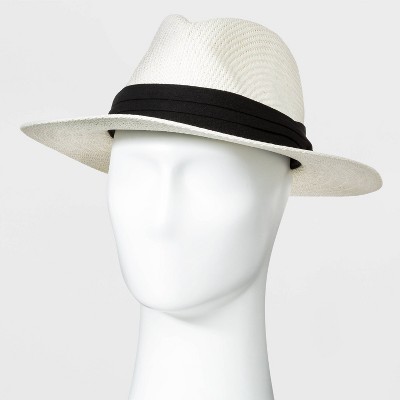 mens white straw fedora hats