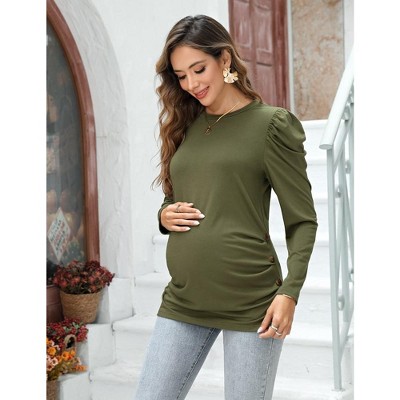 Whizmax Maternity Shirts Side Button And Ruched Maternity Tunic Tops ...