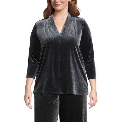 Lands' End Women's 3/4 Sleeve Velvet Top